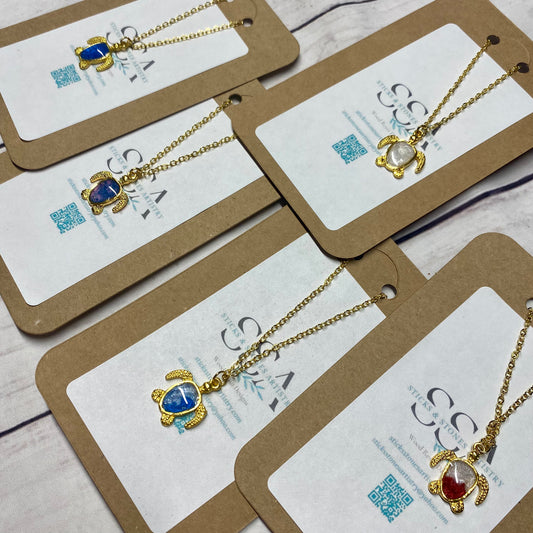 Gold Sea Turtle Resin Inlay Necklaces