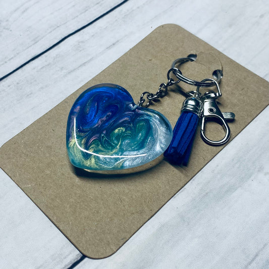 Northern Lights Heart Resin Keychains